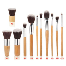 Load image into Gallery viewer, 11pcs Natural Bamboo Handle Makeup Brushes Set High Quality Foundation Blending Cosmetic Make Up Tool Set With Cotton Bag